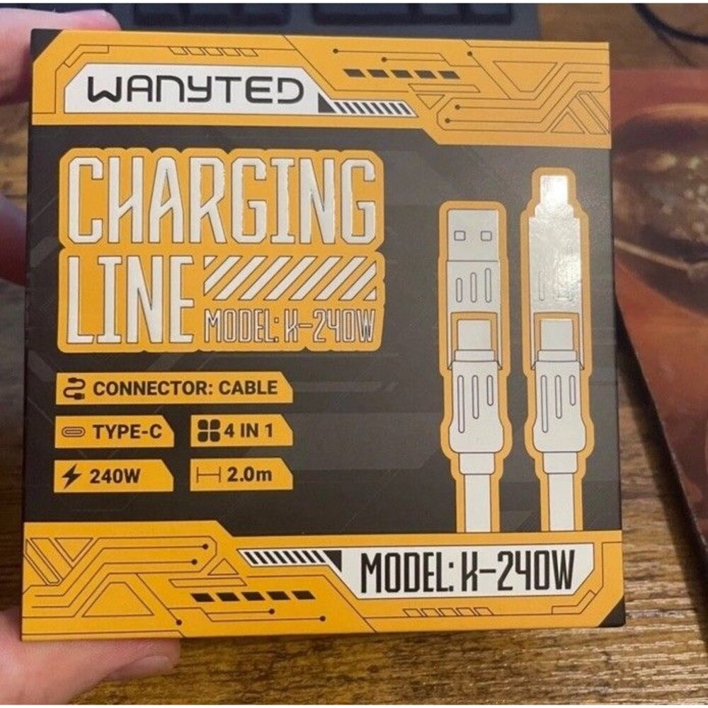WANYTED K-240W 4-in-1 Charging Cable 240W 2m USB-A/C to USB-C Gray